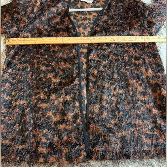Vintage Stephanie Thomas cardigan Womens sz 14 Animal print metallic fuzzy New - Picture 5 of 14